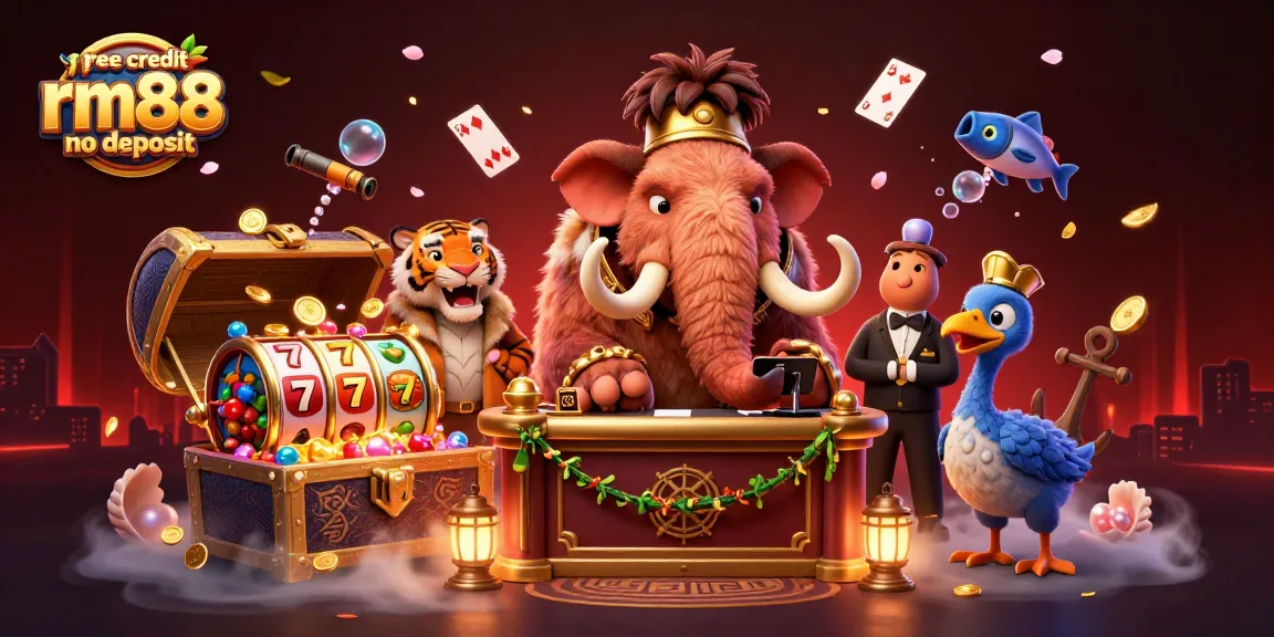 Engage with free credit rm88 no deposit promotions, featuring vibrant casino elements and iconic characters.