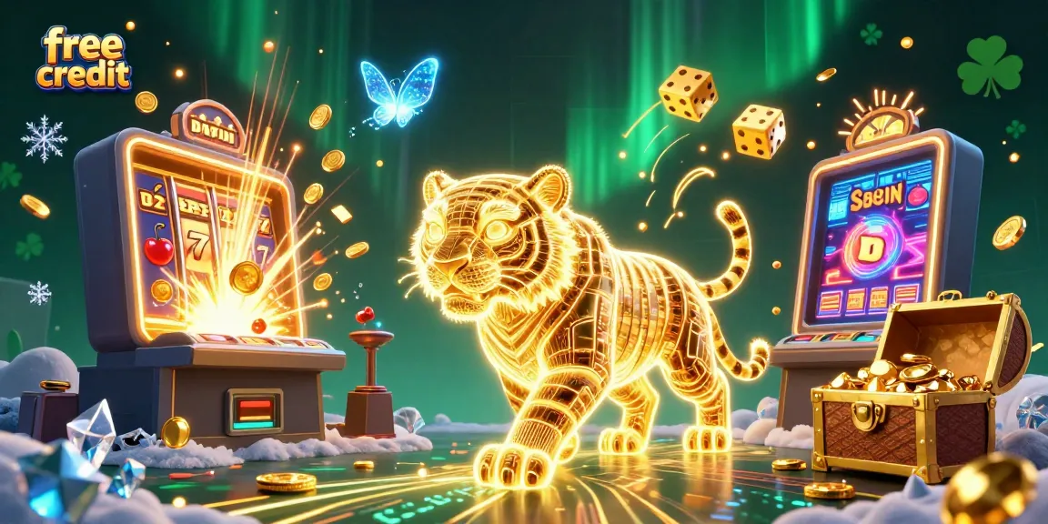 Experience the thrill of free credit bonuses with vibrant casino scenes featuring a golden tiger!