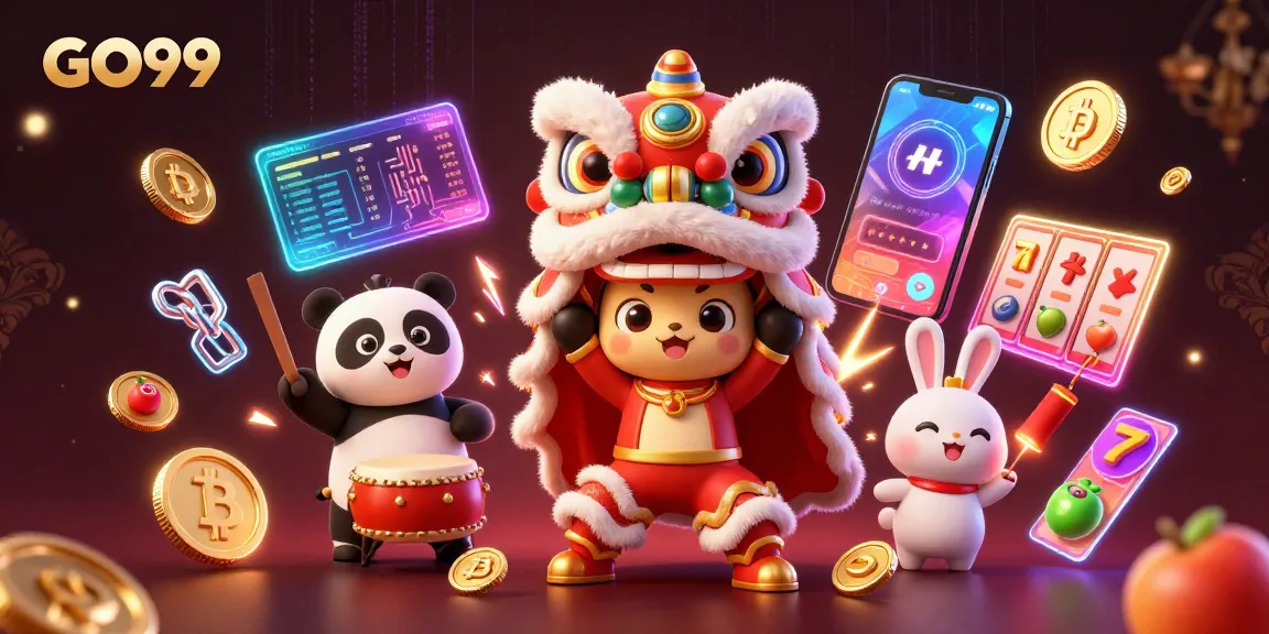 Engage with GO99 through thrilling slot games alongside dynamic characters in a vibrant casino atmosphere.