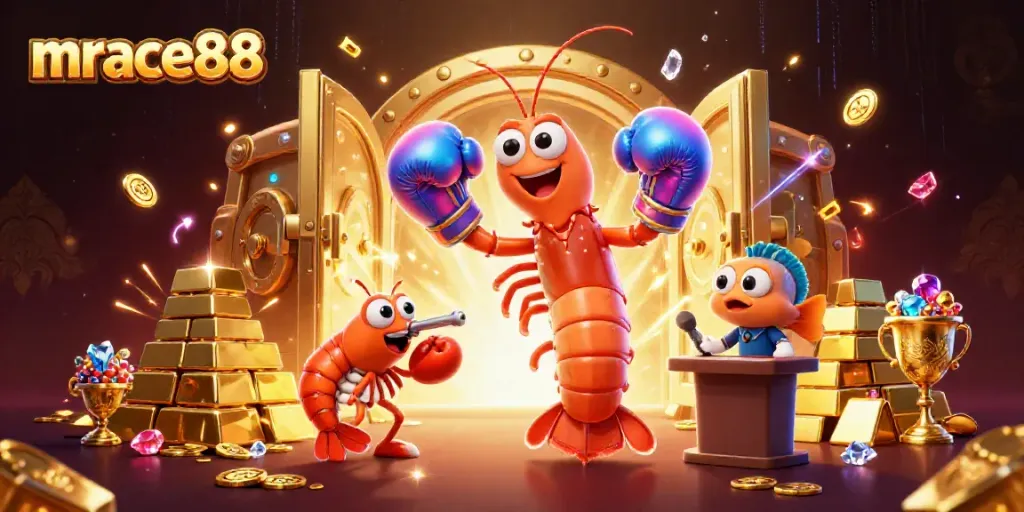 Experience excitement at mrace88 with a vibrant depiction of our gaming characters and treasures.
