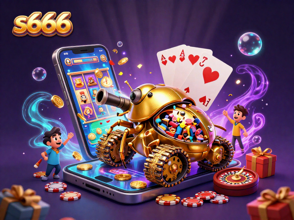 Experience excitement with s666's stunning golden beetle tank casino filled with games and prizes.