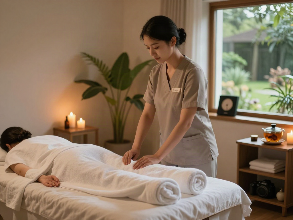 Experience serene 잠실출장안마 in a tranquil spa setting with calming ambiance and professional massage therapist.