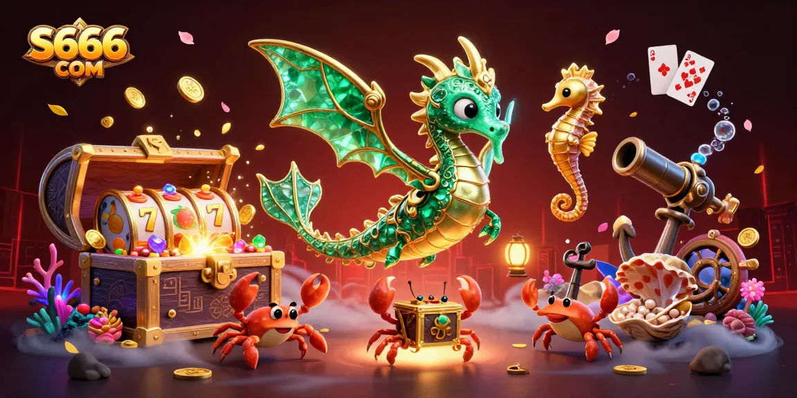 Experience the underwater adventure at S666 COM with a vibrant 3D casino scene filled with treasures.