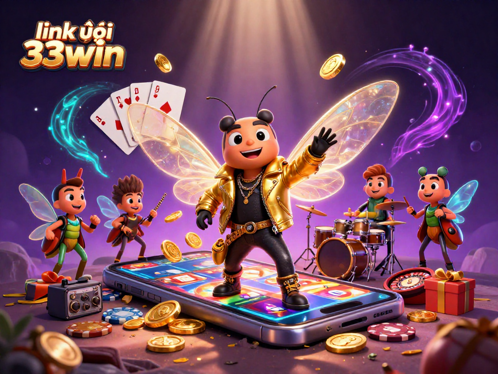 Playing the thrilling games at link vào 33win with a vibrant casino scene.