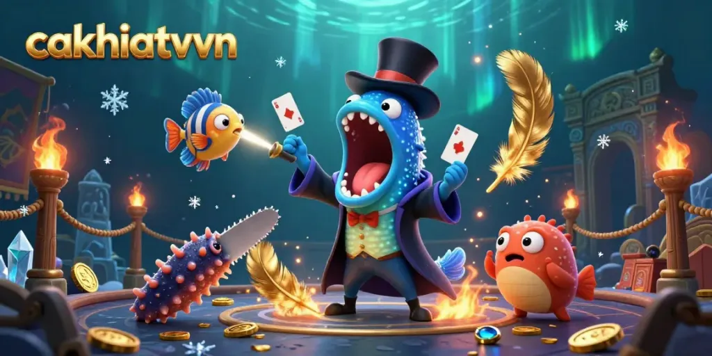 Engage with cakhiatvvn's vibrant gambling scene showcasing thrilling card tricks underwater.
