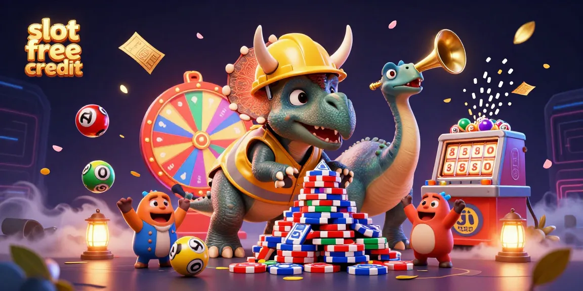 Win big with slot free credit offers in a vibrant 3D casino scene!