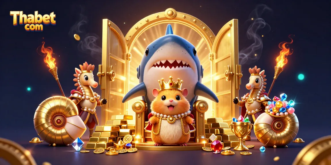 Join the fun at Thabet com with a vibrant 3D casino scene featuring treasure and gaming action.