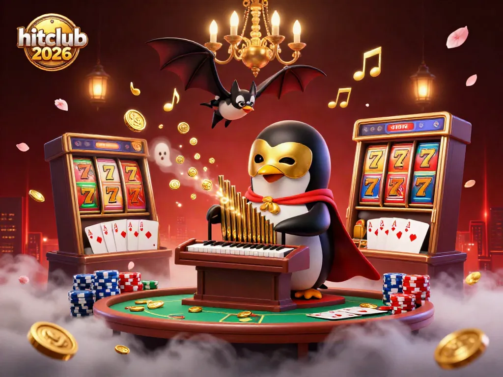 Engage with hitclub 2026 through a vibrant 3D digital casino scene filled with colorful game elements and a whimsical atmosphere.