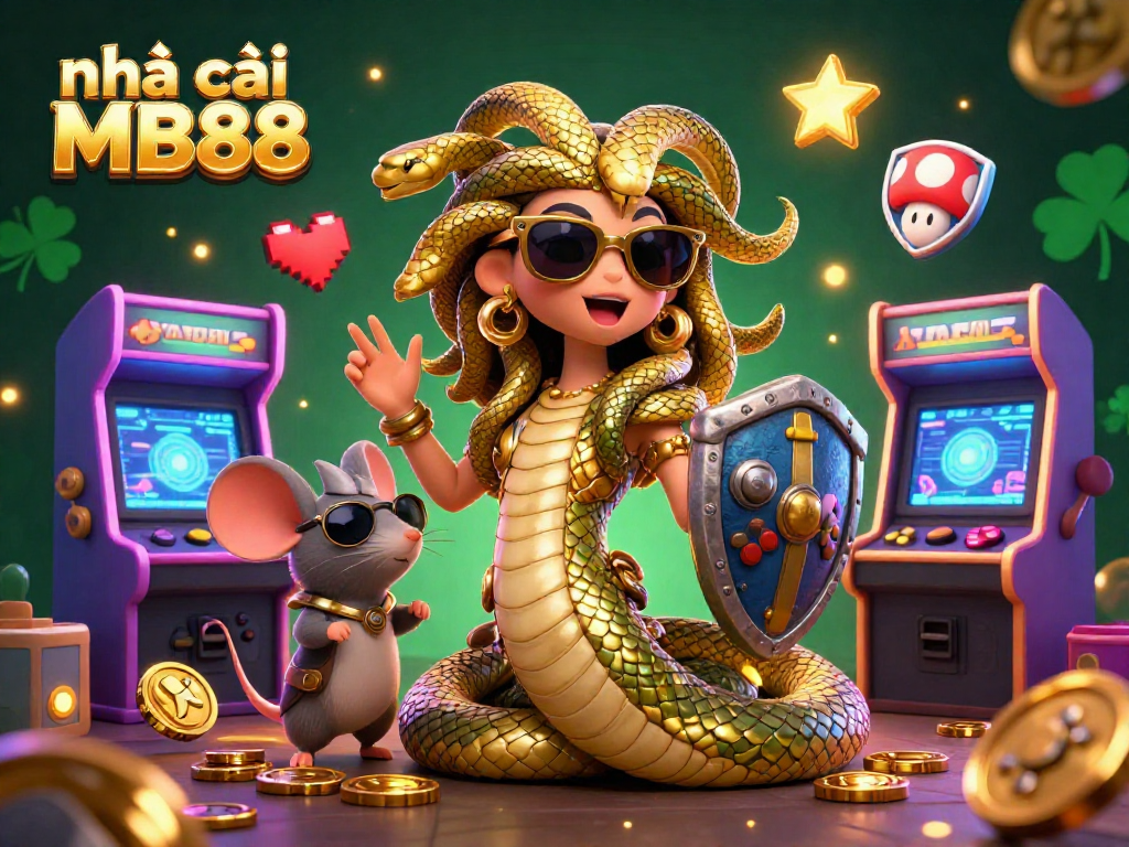 Engage with thrilling gaming adventures at nhà cái MB88 featuring Medusa and warrior mouse in a vibrant casino scene.