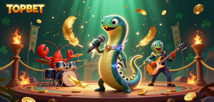 TOPBET showcases an electrifying underwater casino with dynamic characters and vibrant visuals.