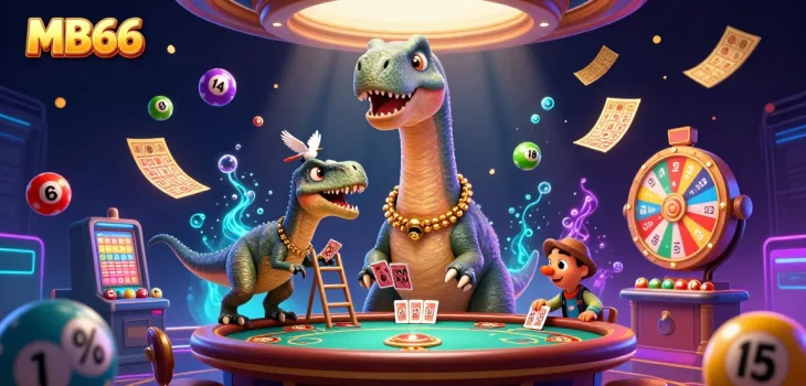 Experience MB66 Casino's thrilling atmosphere with lively characters and vibrant game elements.