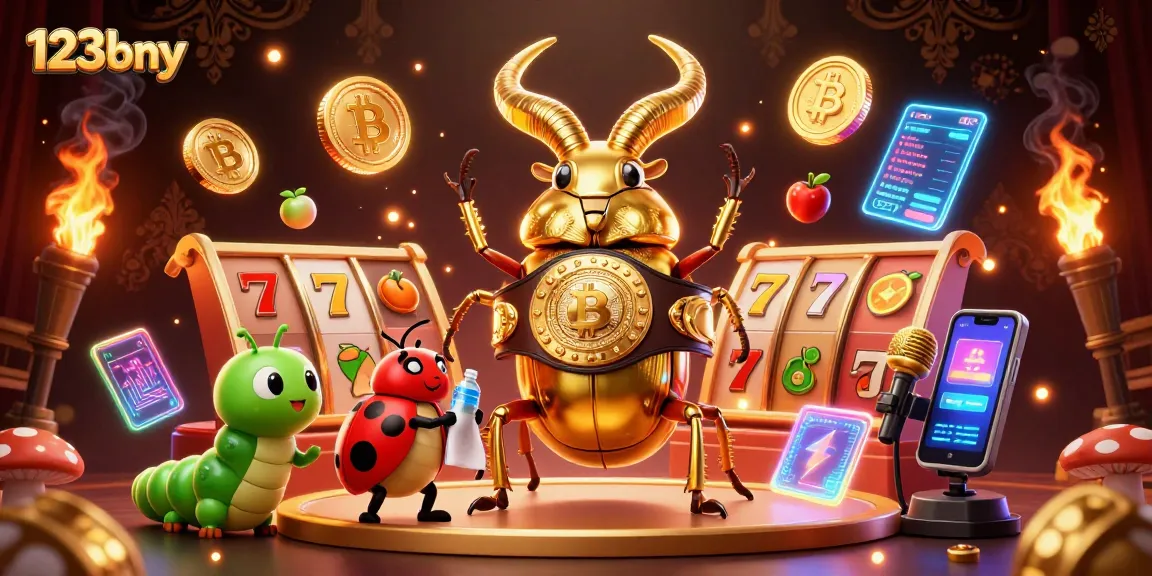 Experience thrilling slots with 123bny as the golden stag beetle stands ready.