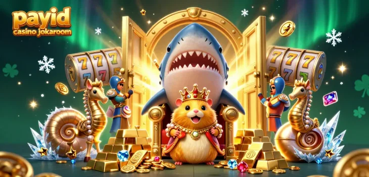 Play and win at payid casino jokaroom with an engaging 3D illustration of a hamster king and treasures.