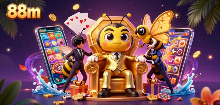 Win big at 88m with vibrant 3D casino scene featuring exciting games and lively characters.